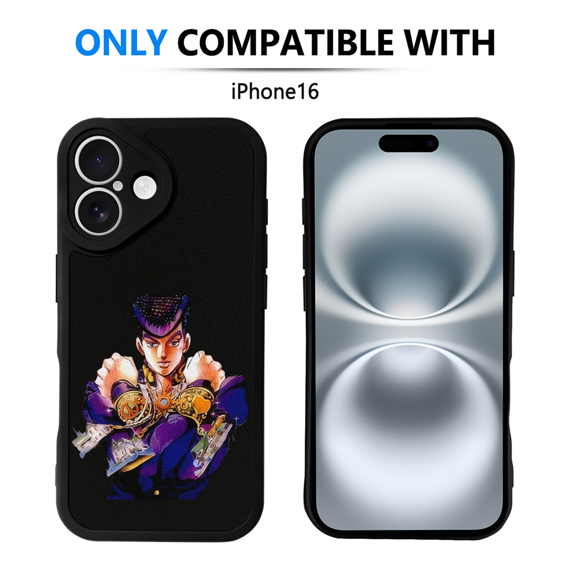 （画像用） ジョジョの奇妙な冒険 ひがしかた じょうすけ JoJo's Bizarre Adventure Higashikata Josuke 【iPhone 16シリーズ対応】シリコンスマホケース（レザー調） 材質：シリコン